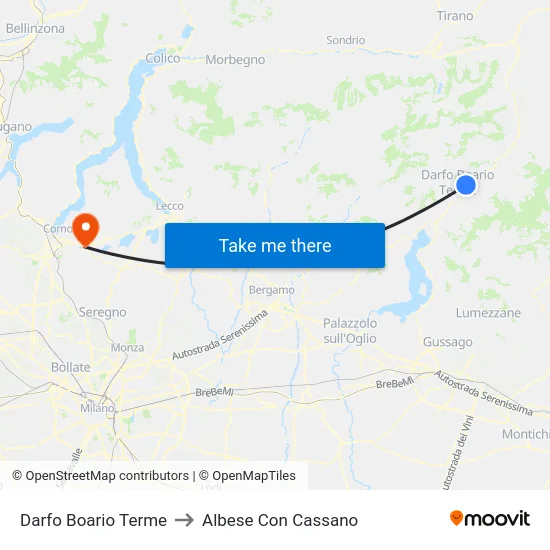 Darfo Boario Terme to Albese con Cassano map