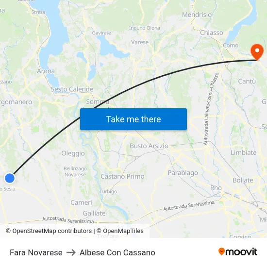 Fara Novarese to Albese Con Cassano map