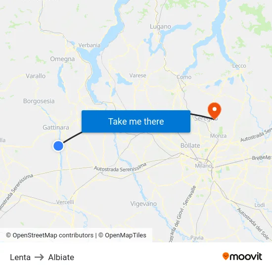 Lenta to Albiate map
