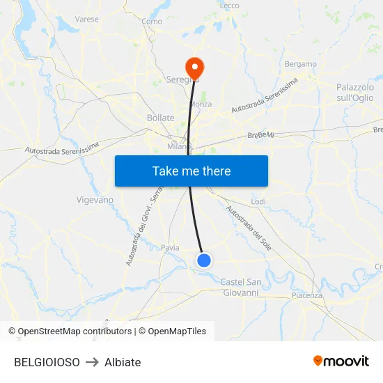 BELGIOIOSO to Albiate map