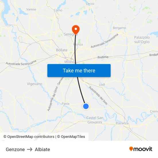 Genzone to Albiate map