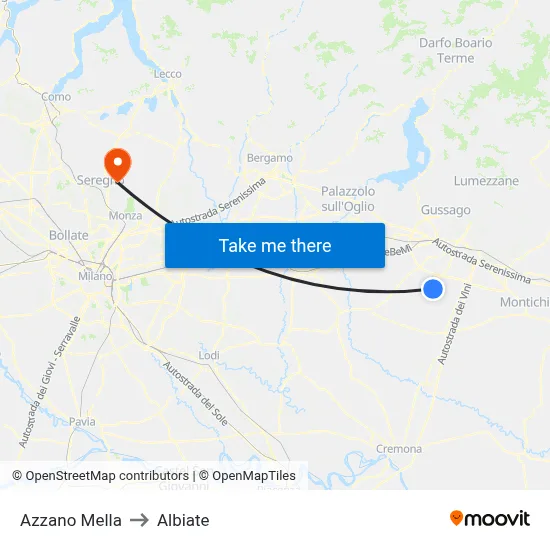 Azzano Mella to Albiate map