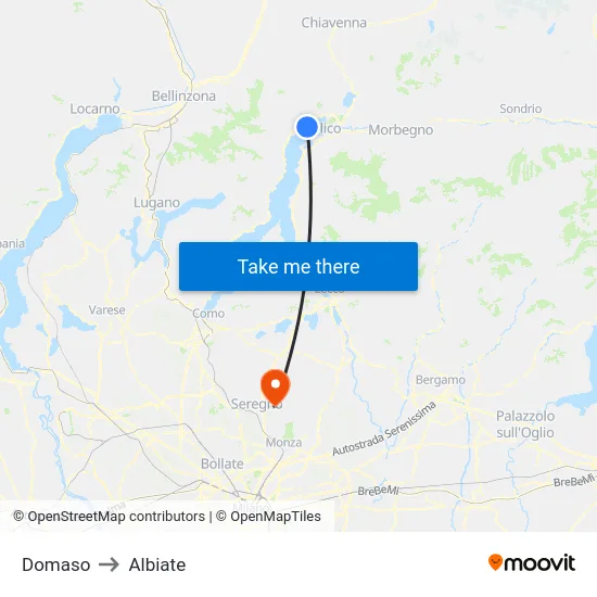 Domaso to Albiate map
