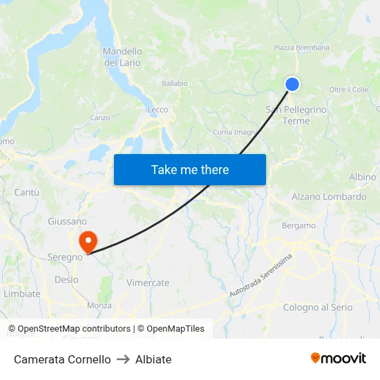 Camerata Cornello to Albiate map