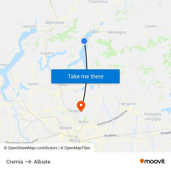 Cremia to Albiate map