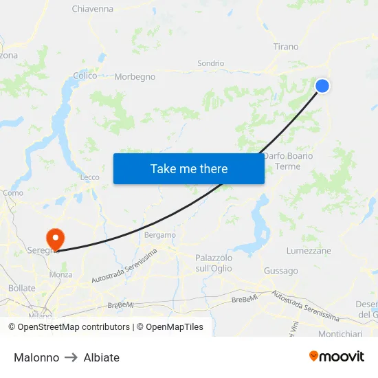 Malonno to Albiate map