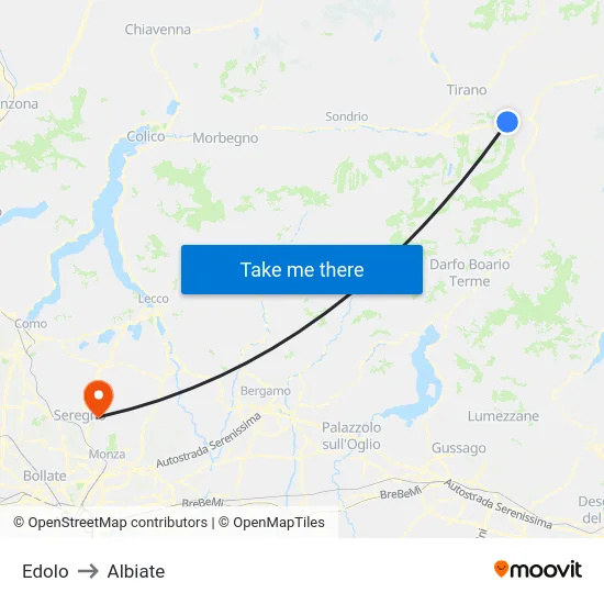 Edolo to Albiate map