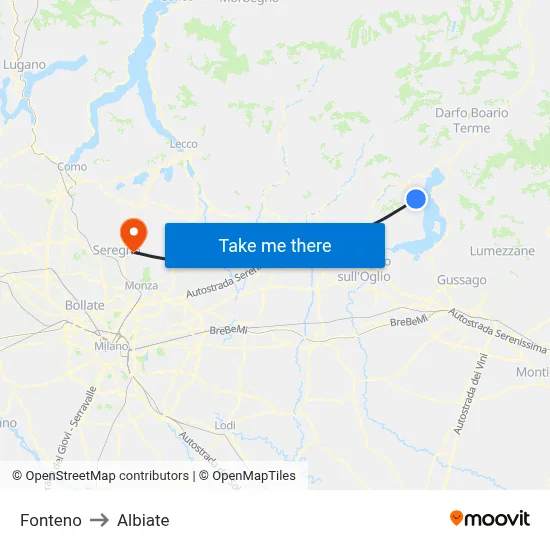 Fonteno to Albiate map