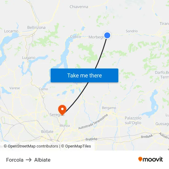 Forcola to Albiate map
