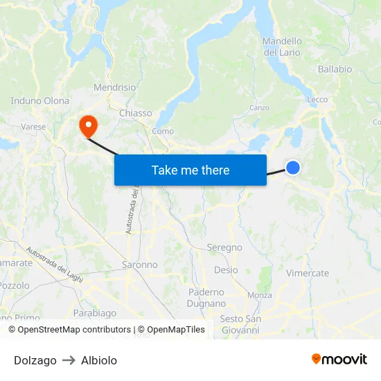 Dolzago to Albiolo map