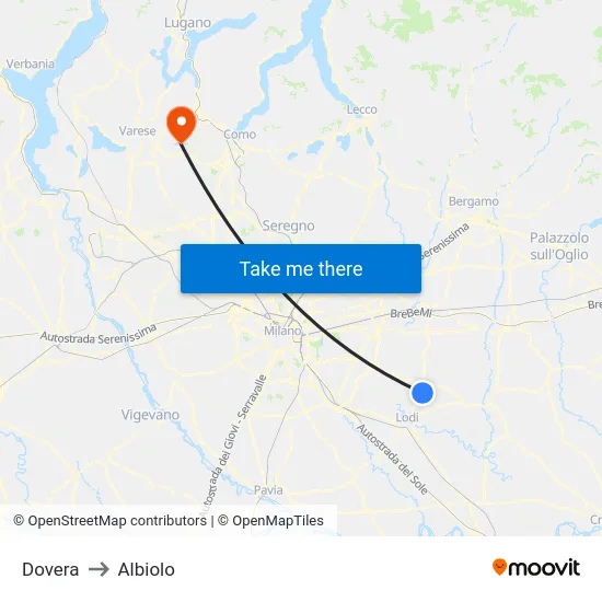 Dovera to Albiolo map
