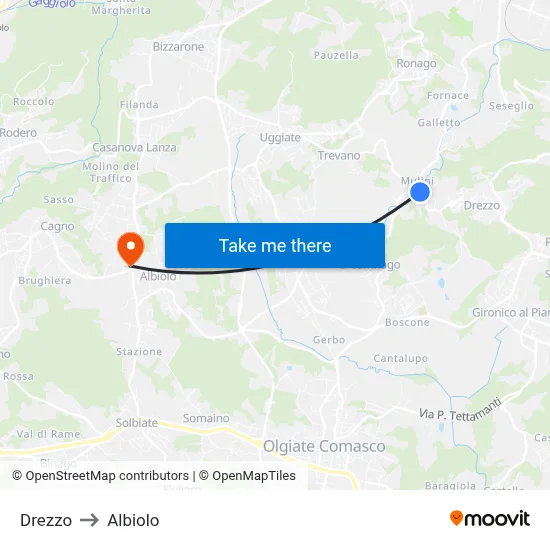 Drezzo to Albiolo map