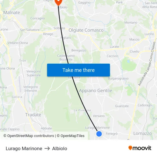 Lurago Marinone to Albiolo map