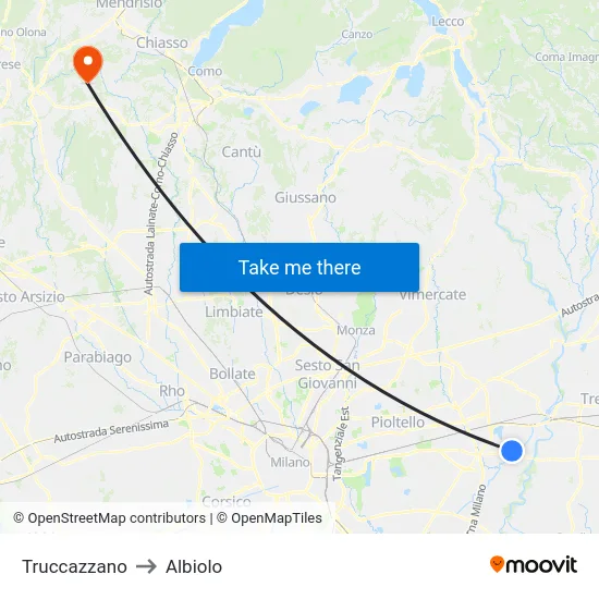 Truccazzano to Albiolo map