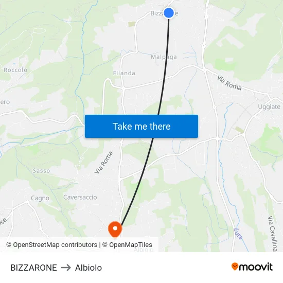Bizzarone to Albiolo map
