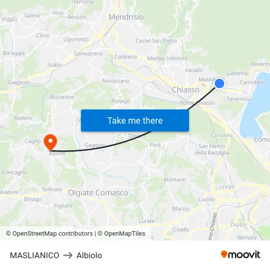 Maslianico to Albiolo map