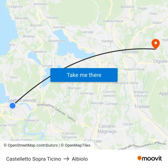 Castelletto Above Ticino to Albiolo map