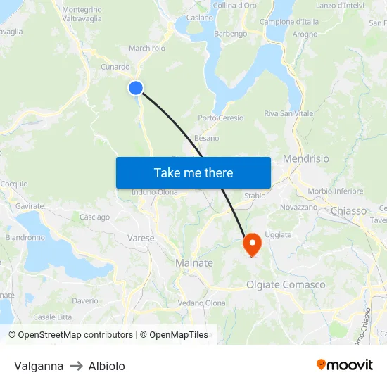 Valganna to Albiolo map