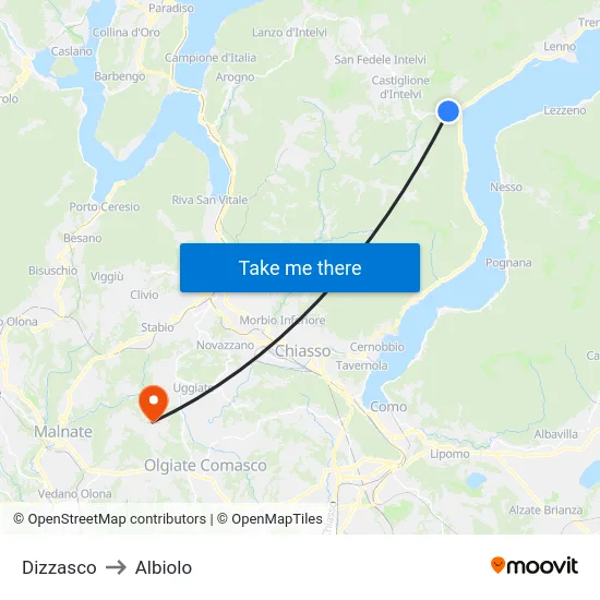 Dizzasco to Albiolo map