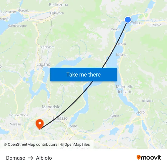 Domaso to Albiolo map