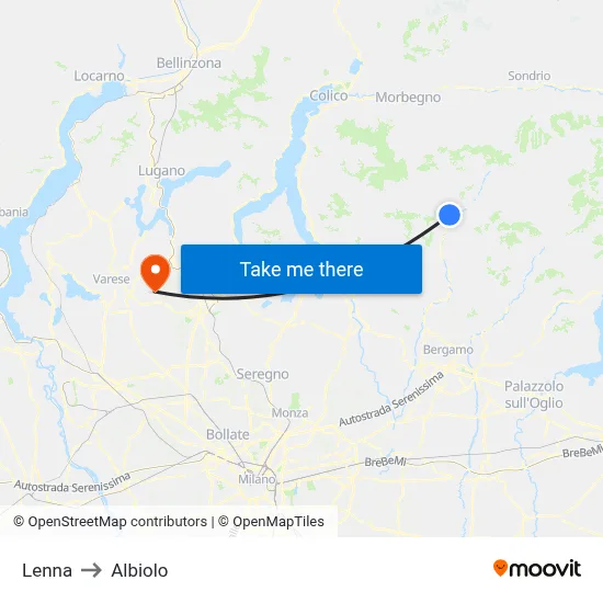 Lenna to Albiolo map