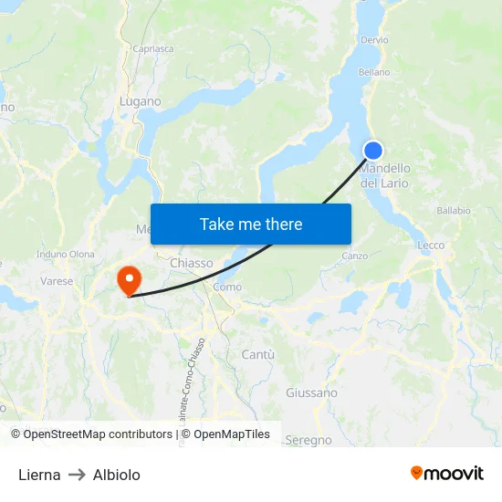 Lierna to Albiolo map