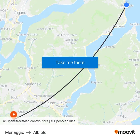 Menaggio to Albiolo map