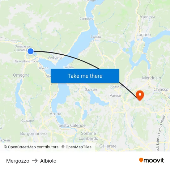 Mergozzo to Albiolo map