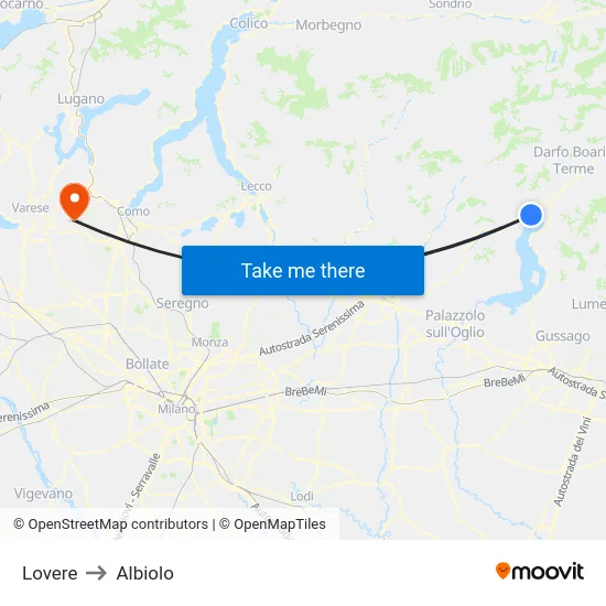 Lovere to Albiolo map