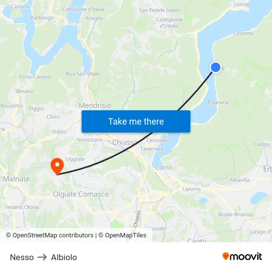 Nesso to Albiolo map