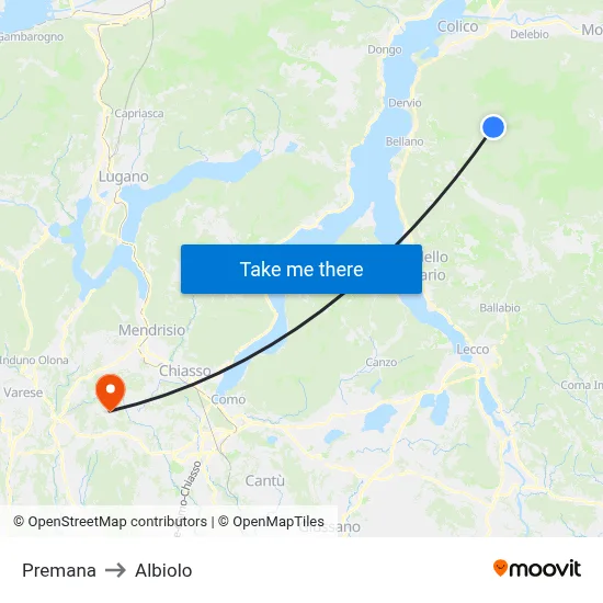 Premana to Albiolo map