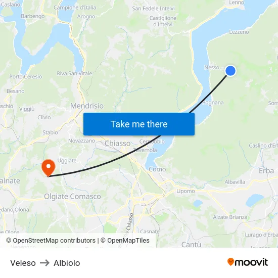 Veleso to Albiolo map