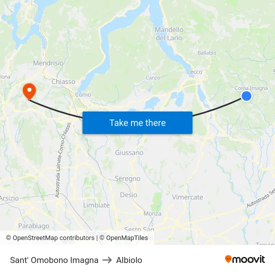Sant' Omobono Imagna to Albiolo map