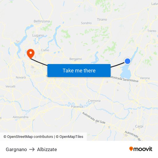 Gargnano to Albizzate map