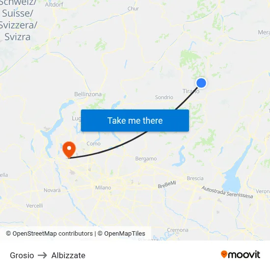 Grosio to Albizzate map