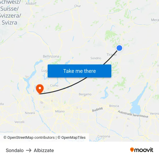 Sondalo to Albizzate map