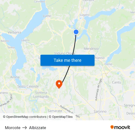 Morcote to Albizzate map