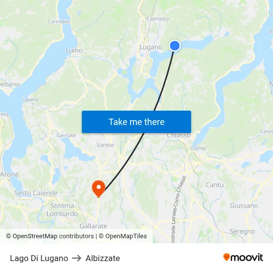 Lake of Lugano to Albizzate map