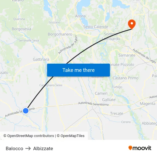 Balocco to Albizzate map