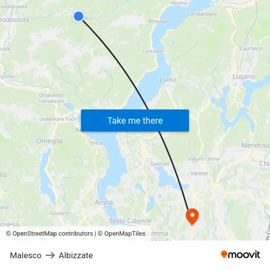 Malesco to Albizzate map