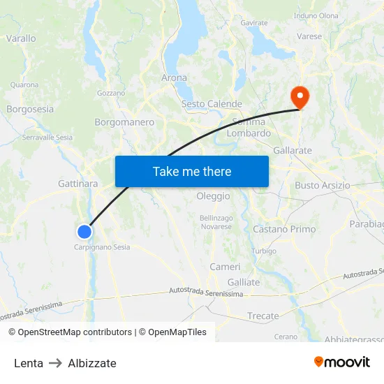 Lenta to Albizzate map