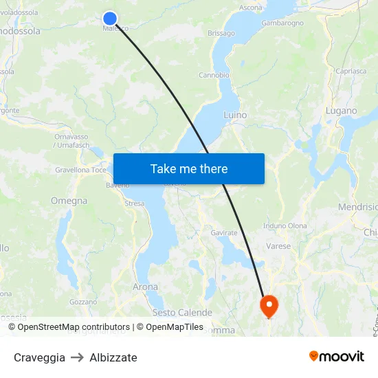 Craveggia to Albizzate map