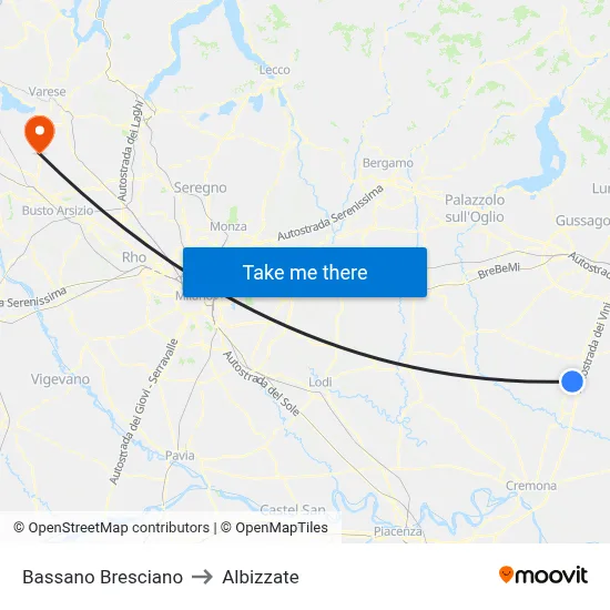 Bassano Bresciano to Albizzate map