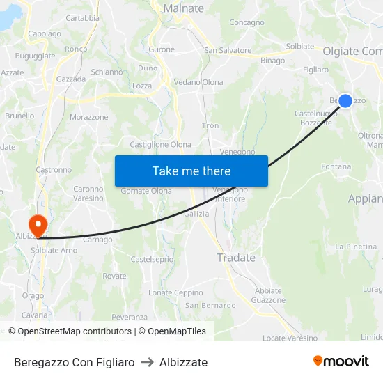 Beregazzo Con Figliaro to Albizzate map