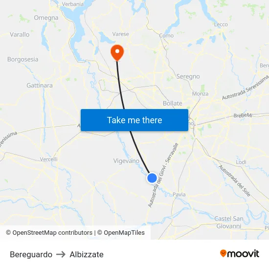 Bereguardo to Albizzate map