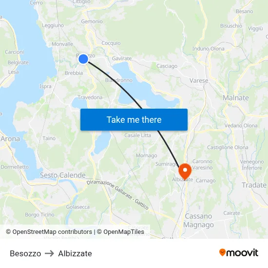 Besozzo to Albizzate map