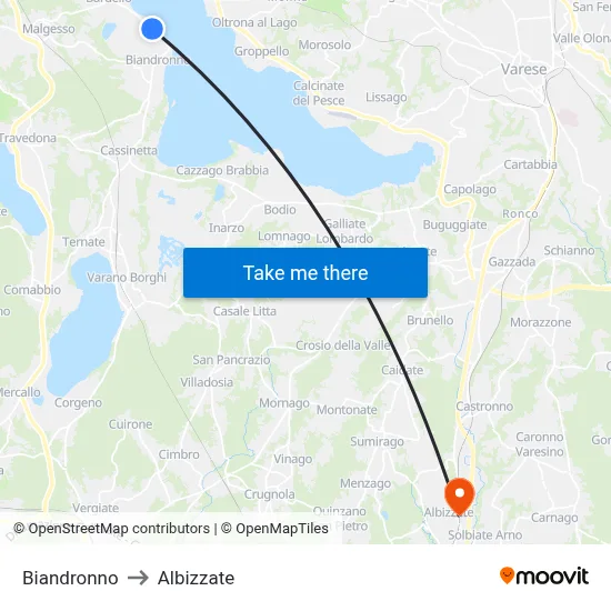 Biandronno to Albizzate map