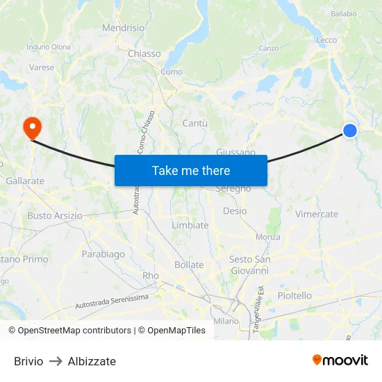 Brivio to Albizzate map