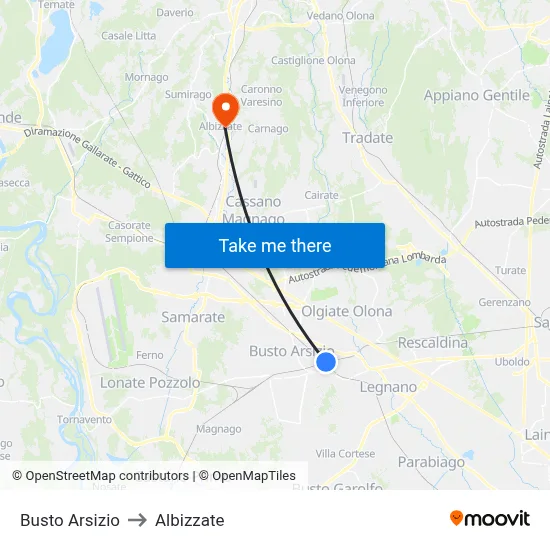Busto Arsizio to Albizzate map