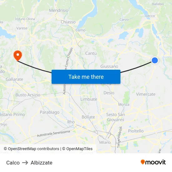 Calco to Albizzate map